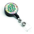 Carolines Treasures Letter H Flowers Pink and Teal Green Initial Retractable Badge Reel CJ2011-HBR